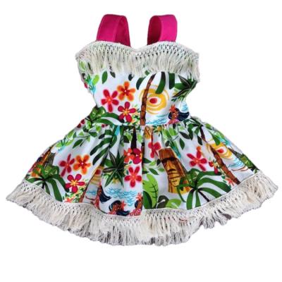 China Newest Hawaiian Anti-wrinkle Pattern Baby Backless And Fringe Dresses Summer Clothing Colors 1 Piece Girl Dress for sale