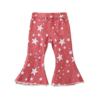 China Soft Pink Anti-wrinkle Flare Pants Girls Legging Pants Wide Leg Pants Boutique Baby Kids Bell Bottoms for sale