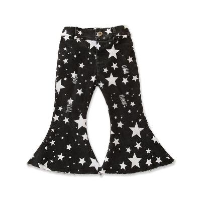 China Anti-Wrinkle Kids Clothing Black Star Bottoms Pants Kids Casual Cotton Long Pants Copy Flared Pants Boutique Baby Kids for sale