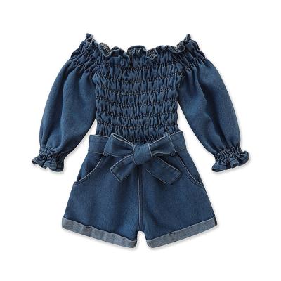 China 2022 Spring Anti-Shrink Baby Jeans Long Sleeve Casual Shorts One-Piece Overalls For Girls for sale