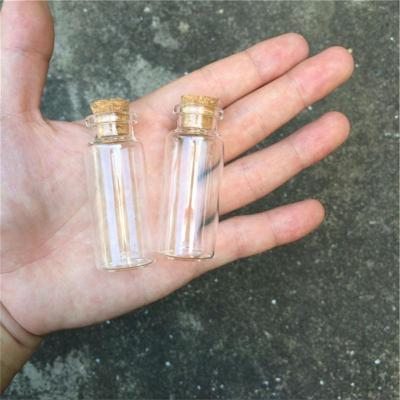 China Gift 15ml 24x60x12.5mm Food Grade Glass Bottle With Cork Stopper Empty Crafts Decoration Bottles Jars Vials for sale