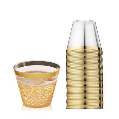 China Disposable Manufacturers Lead Selling Disposable Thin Gold Lined Stylish Disposable Plastic Dishes For Wedding for sale