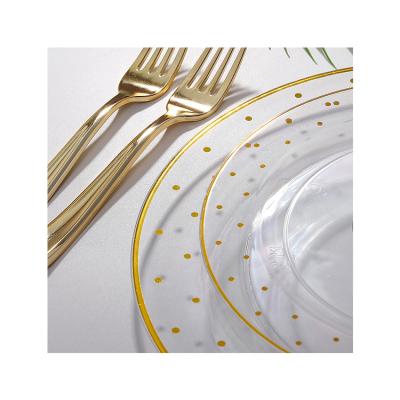 China China Manufacture Quality Disposable Dinner Plate Party Plastic Round Gold Rim Plate Plastic Dinnerware for sale