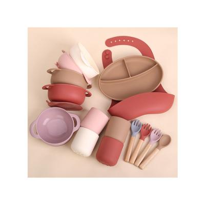 China Cheap and High Quality Silicone Baby Dish Safe Non-Toxic Silicone Baby Bowl Set Silicon Baby Suction Feeding Bowl with Spoon for sale