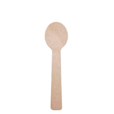 China The 2022 new birch wood compostable disposable wooden spoons for yoghurt and cream 100 mm for sale