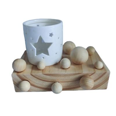 China European Newest Design Ceramic Candle Holder Christmas Wooden Tealight Holder for Home Decor for sale