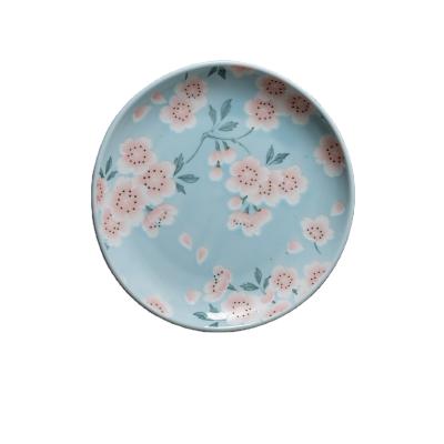 China High Quality Disposable Peach Blossom Pattern Electroplate Popular Ceramic Serving Dish for sale