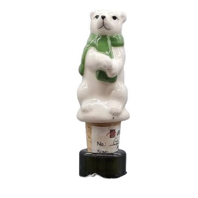 China Antique Christmas Sea Bear Design Design Christmas Sea Bear Shape Ceramic Wine Bottle Stopper For Chrismas Party for sale