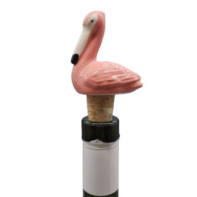 China Christmas Toucan Design Hand Painted Toucan Shape Ceramic Wine Bottle Stopper Wine Cork For Chrismas Party for sale