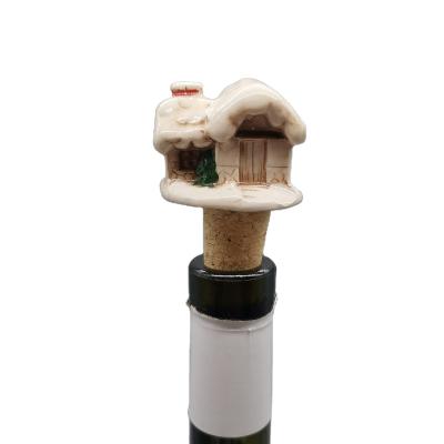 China Christmas House Design Christmas House Shape Ceramic Wine Bottle Stopper Wine Stopper For Christmas Party for sale