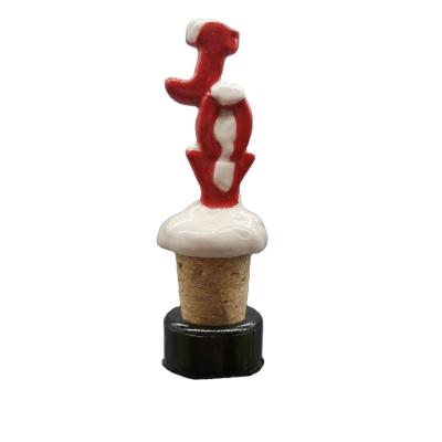 China Joy Letter Ceramic Christmas Joy Letter Wine Bottle Cork Shape Ceramic Custom Wine Stopper For Christmas for sale