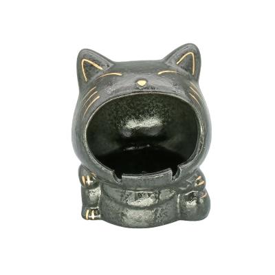 China Creative Household Cartoon Cat Trend Design Personality Ashtrays Cat Shape Ceramic Ashtray for Home Living Room for sale