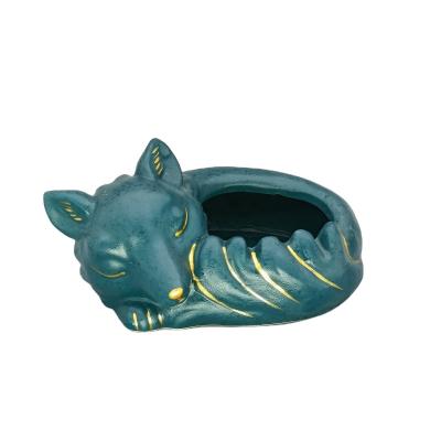 China Head Ceramic Household Fox Cartoon Fox Design Ashtrays Ceramic Fox Shape Ashtray For Home Living Room for sale