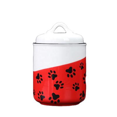 China Hot Sale Ceramic Pet Food Storage Freshness Preservation Storage Jar Ceramic Pet Food Jar For Dog And Cat Food for sale