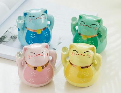 China Save Cat Money Box For Home Chinese Style Ceramic Money Bank Money Bank Box Ceramic Cat Money Decoration for sale