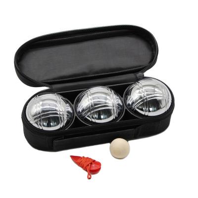 China 3 Silver Balls Bocce Ball Nylon Bag Stainless Steel Boules Petanque Set Outdoor Garden Game for sale