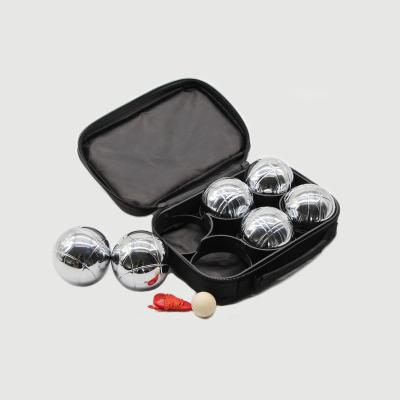 China 73MM Silver Petanque Boules Set Nylon Bag Customized Logo for Lawn Game for sale