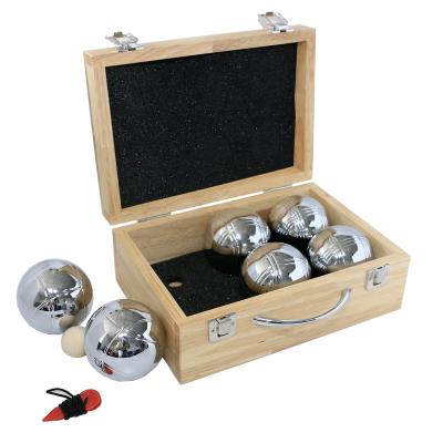 China Boules Steel Petanque set wooden box boules set for outdoor games for sale