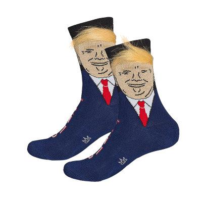 China Unisex Breathable New Products Custom Cotton Spoof Trump Socks With Hair for sale