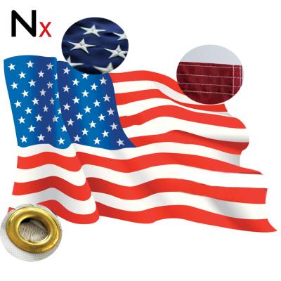 China FLYING 3x5ft 210D Oxford Nylon American US Flag Embroidered Stars Outside and Inside for sale