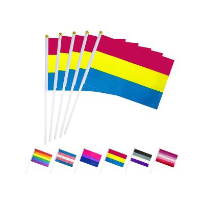 China Small Travel Agency Mini Pansexual Pan Pride Flag LGBT Rainbow Stick Flags Banner, Rainbow Pansexual Pride Party Decorations Supplies for sale