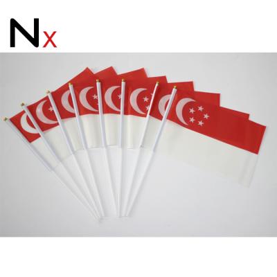 China Hanging Stick Miniature Singapore Hand Held Flags Banners Singapore National Flag On Stick For Events Celebration for sale