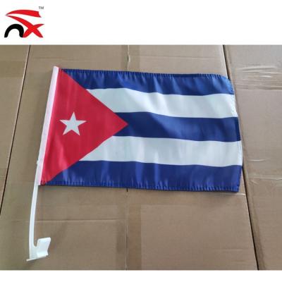 China Nuoxin Hot Selling Cheap Custom Car Flag Cuba 30x45cm Cuba Country Polyester With Plastic Poles for sale