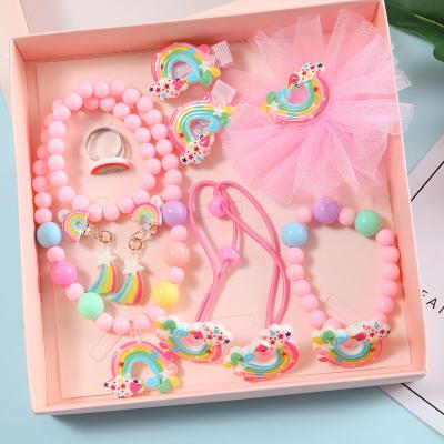 China New Cartoon Fashion Girl Gift Girl Ring Bracelet Necklace Comb Set, Sweet Jewelry Gift Necklace Jewelry for sale