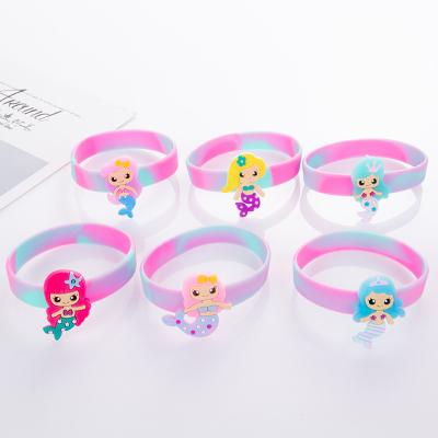 China 2022 new cartoon mermaid wristbands party gifts can be customized promotional wristbands colorful wristbands for sale