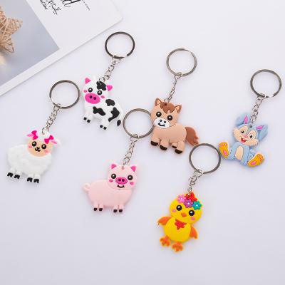 China Hot Selling PVC Rubber Farm Amazon Cartoon Animal Key Chain Animal Key Chain, Female White Key Chain for sale