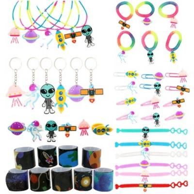 China Non-profit organizations Amazon space series hot selling PVC soft rubber 2d product set includes key chain, clap bracelet, necklace, hair circlet, etc. for sale