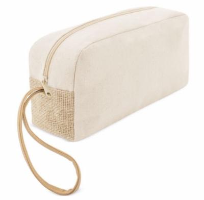 China Eco - Friendly Custom Made Canvas Makeup Pouches With PU Handle for sale