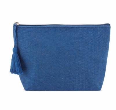 China Eco-Friendly New Arrival Eco-Friendly Jute Pouch Cosmetic Toiletry Bag With Tassel for sale