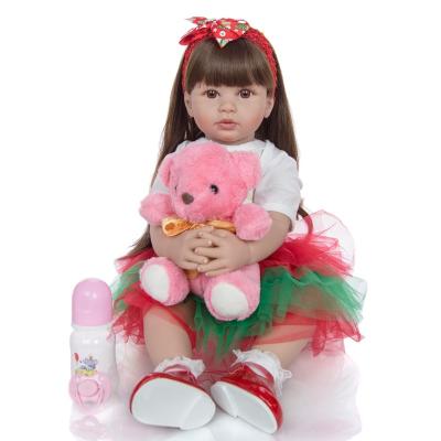 China stuffed & Plush Toy 60cm Baby Doll Cloth Body Reborn Newborn Princess 24 Inch Baby Doll Wear Christmas Dress Child Christmas Birthday Gifts for sale