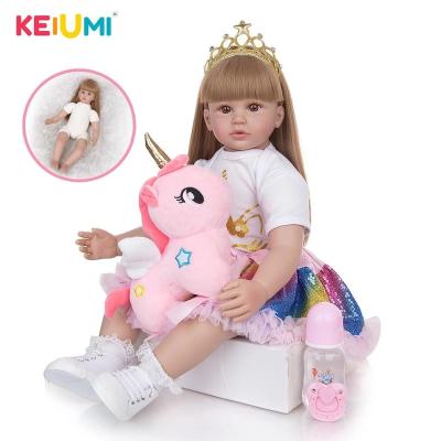 China stuffed & Reborn Baby Dolls Toy KEIUMI Straight Golden Hair Plush Toy 60cm Soft Silicone Boneca Tollder Doll Kids Toys Newborn Birthday Christmas Gift for sale