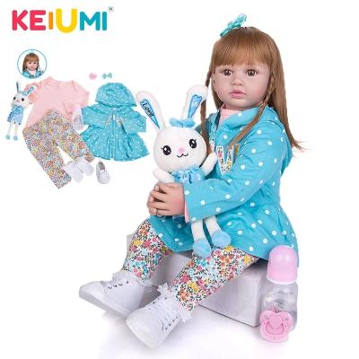 China stuffed & Plush Toy KEIUMI 24 Inches Shape To Baby Dolls Cloth Body Wig Hair Reborn Baby New Design Dolls Gifts For Kids And You Lover for sale