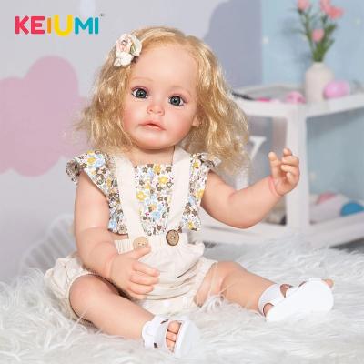 China stuffed & Waterproof Reborn Baby Doll Toy KEIUMI 55CM Full Silicone Full Silicone Painting Rooted Fiber Hair Princess Dolls For Girls for sale