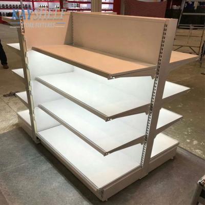 China Powder Coated Iron Kayshelf Factory Retail Store Gondola Stand Boutique Cosmetic Display Stand For Sale for sale