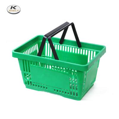 China Mini Market Convenience Store Small Handle Eco-friendly Folding Plastic Shopping Basket for sale