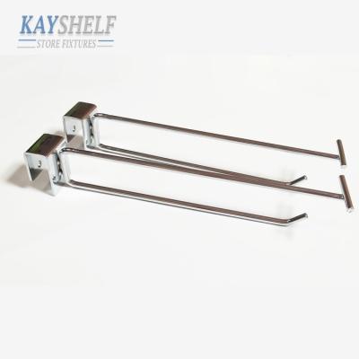 China Shop Merchandise Display 250mm Length Chromed Crossbar Display Sweep Hook for sale