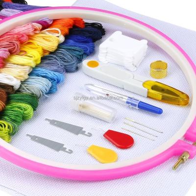 China China Initiator Full Set Kit Cross Stitch Tool Embroidery Kit Including 5 Embroidery Hoops, 50 Color Threads for sale