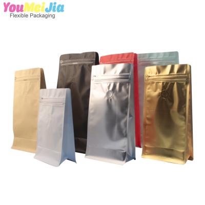 China 250g Kraft Aluminum Foil Flat Bottom Moisture Proof Coffee Bag With Valve And Pocket Zipper for sale