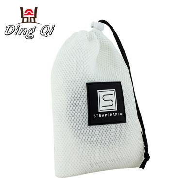 China White Mesh Drawsting Drawstring Bag Nylon Mesh Tote Bag for sale