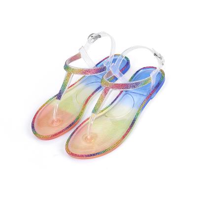 China 2021 Women Outdoor Rhinestone Slide Slippers Transparent PVC Girls Sandals Jelly Shoes Manufacturers China Fashion Trend Jelly Shoes for sale