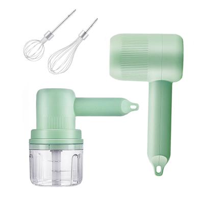 China Viable Household Portable Cordless Usb 2 Semi Automatic 2 In 1 Electric Egg Beater Mini Food Garlic Chopper Egg Beater for sale