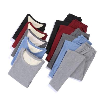 China Thermal Factory direct sale 2pcs men Winter tops pants thermal underwear sets men solid color Double-Faced Pile Fleece Thermal Underwear for sale