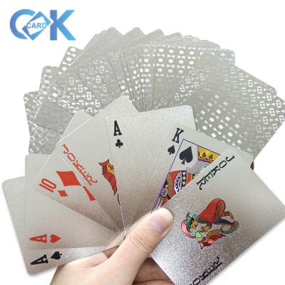 China Custom Waterproof Paper Platinum Silver Metallic Poker Playing Card for sale