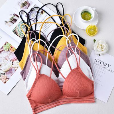 China French Deep Breathable Yarn Gathered Cotton QUICK DRY Triangle Cup V Cup Underwear WomenTriangle Bra Bralettes for sale