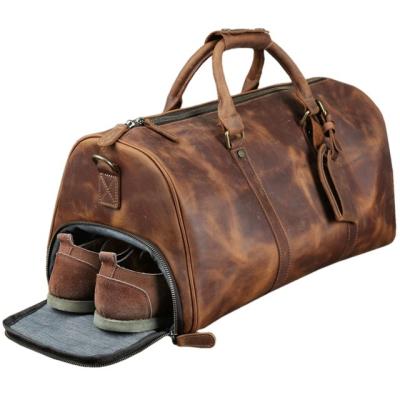 China Wear Wholesale ILIVE Bulk New Design Shoes Compartment Overnight Travel Bag Business Men Leather Travel Duffel Bag for sale