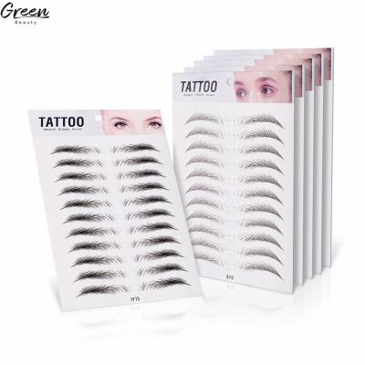 China Women Temporary Hot Selling Popular New Designs Waterproof Temporary Face Cosmetic Makeup Fake 6D/4D/3D Eyebrow Tattoo Stickers for sale